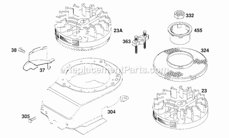 Blower Hsg Flywheels Diagram and Parts List for 122702-0146-01  Briggs and Stratton Engine
